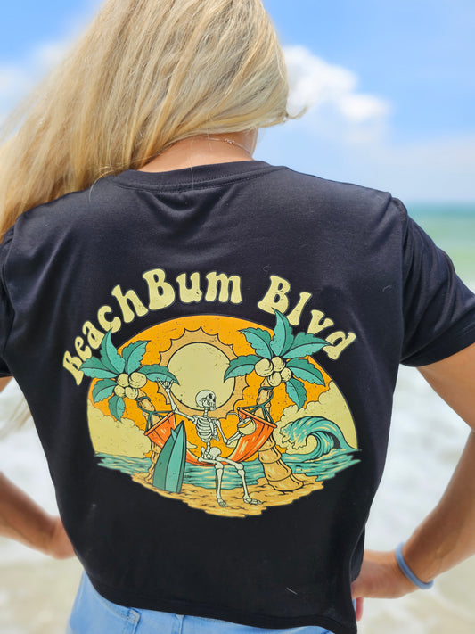 BeachBum Blvd Women's Flowy Crop Top- Black