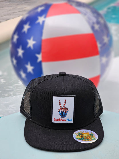 Patriotic BeachBum Blvd Mesh Snapback- Black