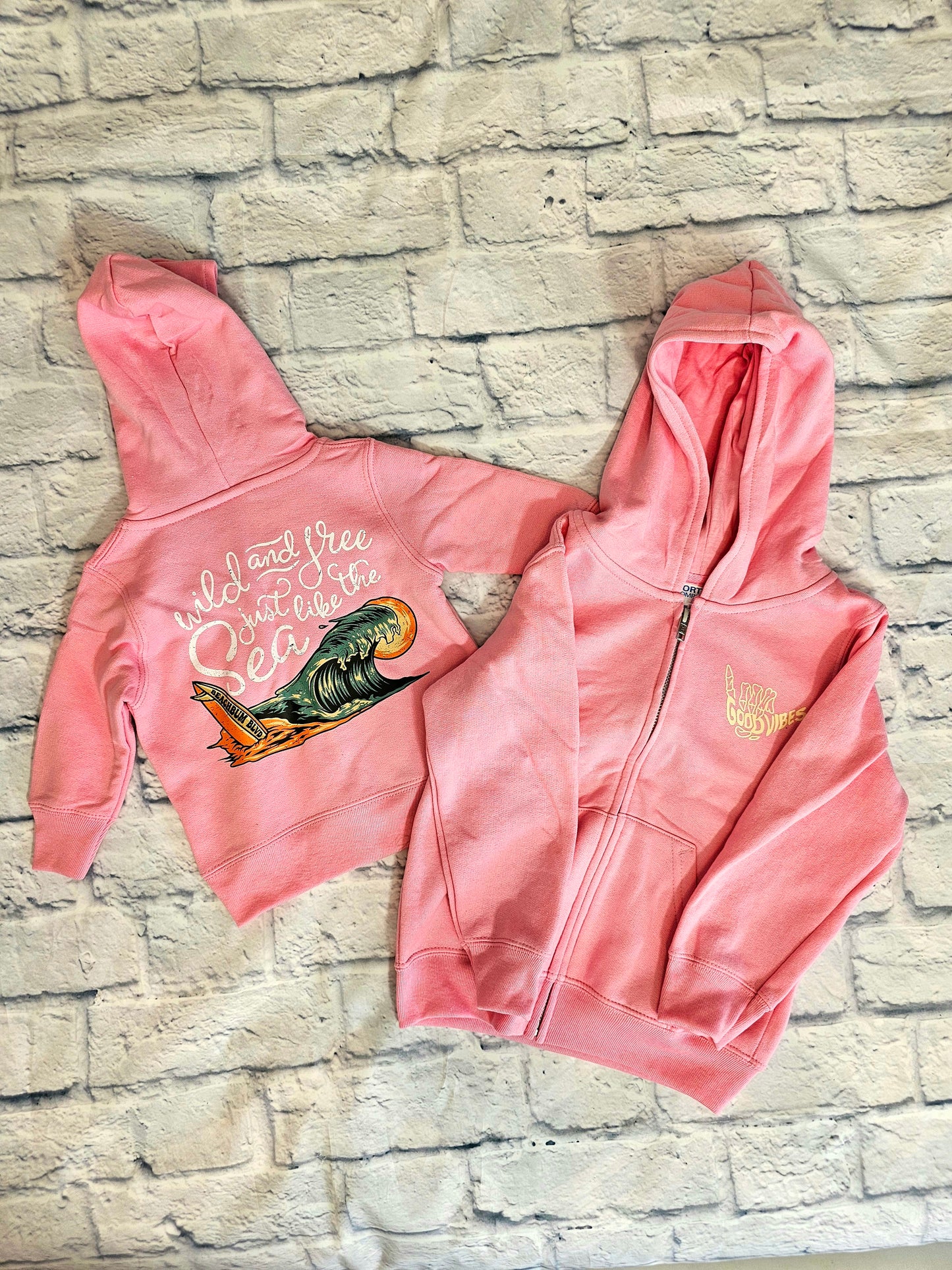 Pink Wild & Free Zip up Hoodie