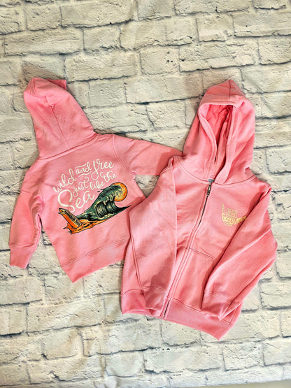 Pink Wild & Free Zip up Hoodie