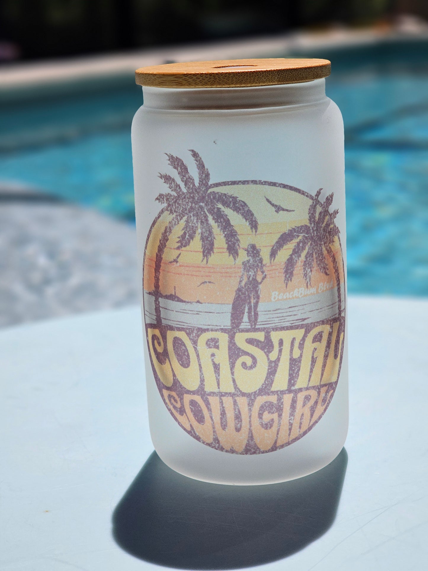 Coastal Cowgirl 16oz frosted glass