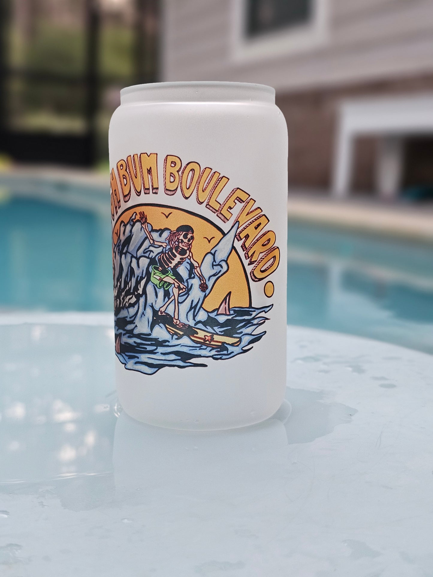 Shaka Wave 16oz frosted glass