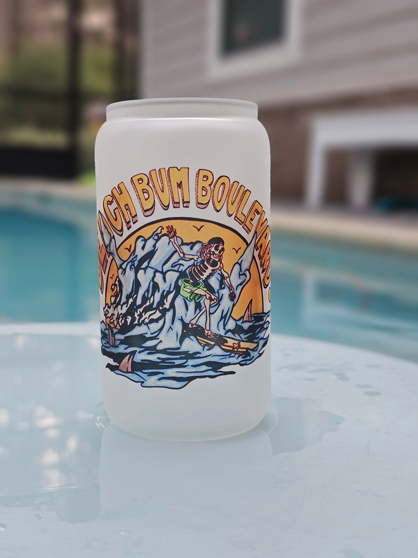 Shaka Wave 16oz frosted glass