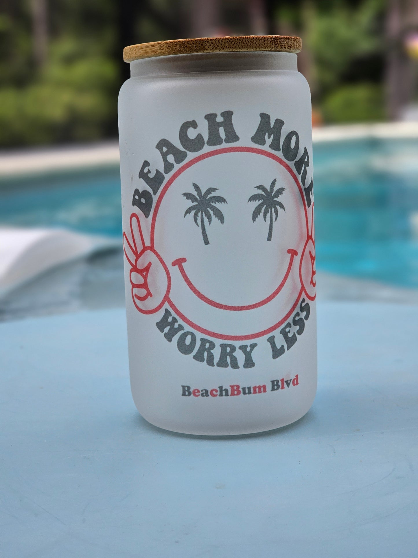 Beach More Worry Less 16oz Frosted Cup