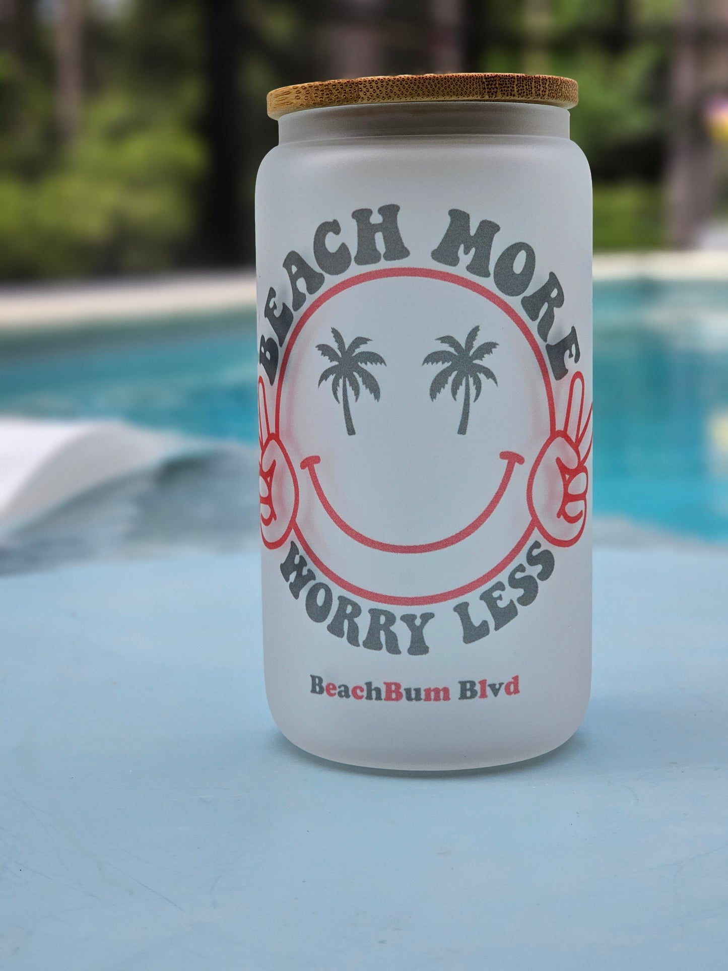 Beach More Worry Less 16oz Frosted Cup